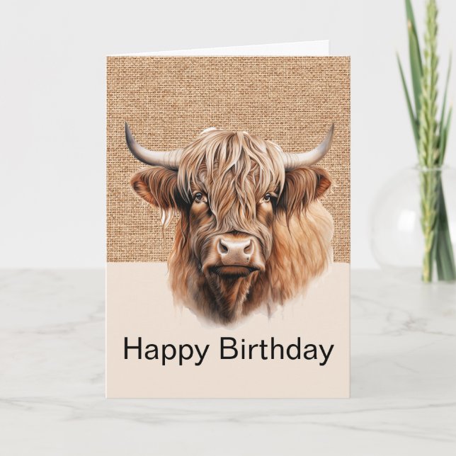 Highland Cow HAPPY BIRTHDAY  Card (Front)