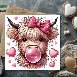 Highland cow Happy Valentines Day Holiday Card