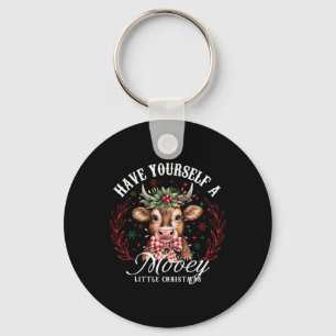 Highland Cow Have Yourself A Mooey Little Christma Key Ring