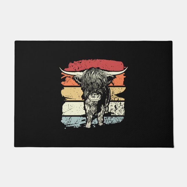 Highland Cow Highland Cows Retro Doormat (Front)