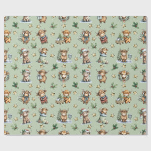 Highland Cow Holiday Parade Wrapping Paper