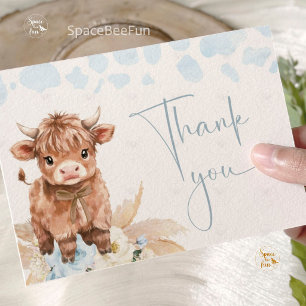 Highland Cow Holy Cow baby shower Boy Thank You Card