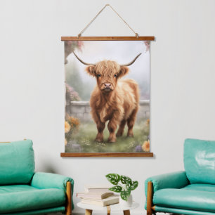 Highland cow home decor hanging tapestry