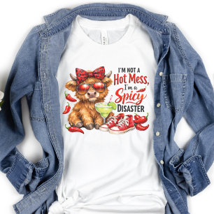 Highland Cow Hot Mess Funny Humourous Sarcastic T-Shirt