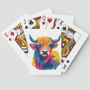 Highland Cow Illustration Watercolour Painting Art Playing Cards
