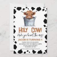 Highland Cow In Bucket Cow Print 1st Birthday
