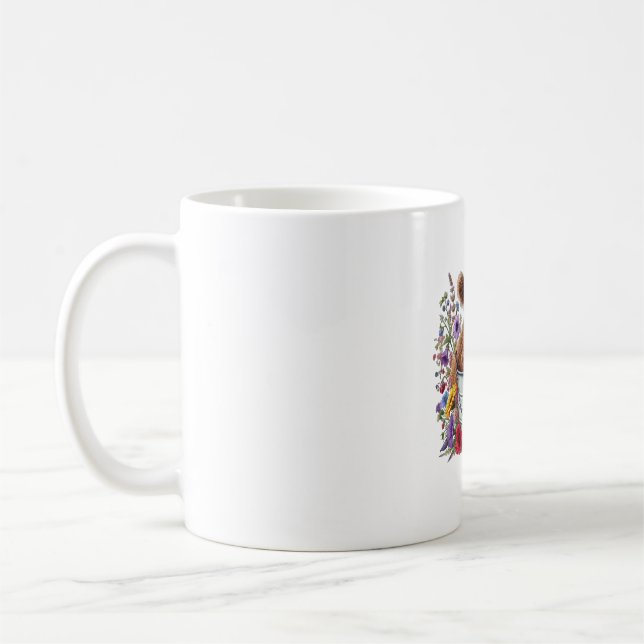 Highland Cow in Flower Bucket Png, Cute Coffee Mug (Left)
