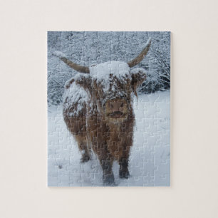 Highland Cow in the Snow Jigsaw Puzzle