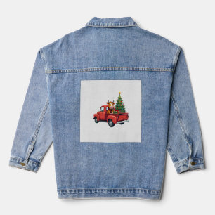 Highland Cow in Truck Farm Farmer Christmas Cow Ca Denim Jacket