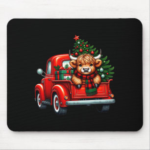 Highland Cow In Truck Farm Farmer Christmas Cow Ca Mouse Mat