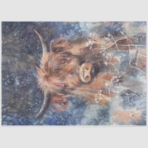 Highland Cow in Winter Tissue Paper
