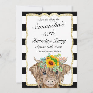 Highland Cow Invitation, Cow Birthday Party Save The Date