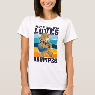 Highland Cow Just A Girl Who Loves Bagpipes T-Shirt
