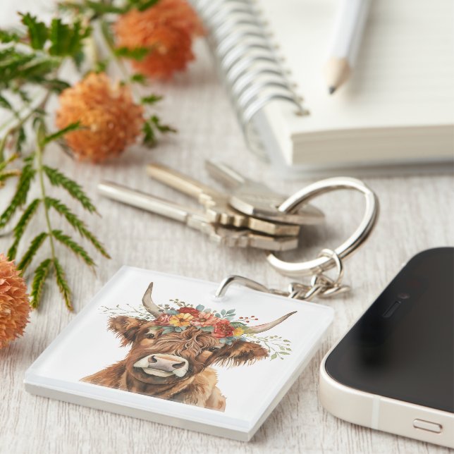 Highland Cow Key Ring (Front Right)