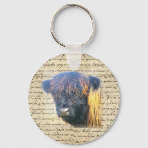 Highland cow key ring