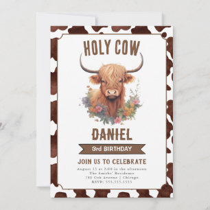 Highland Cow Kids Birthday Invitation for All Ages