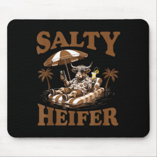 Highland Cow Lovers Salty Heifer Trocal For Women  Mouse Mat