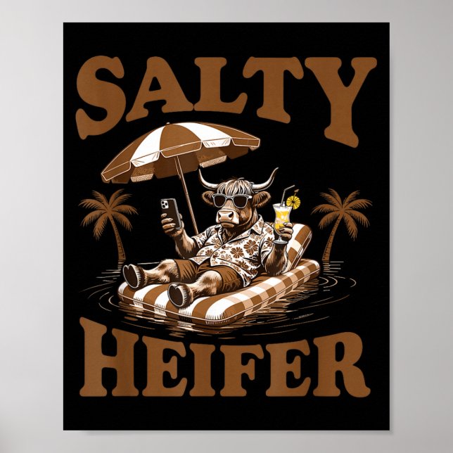 Highland Cow Lovers Salty Heifer Trocal For Women  Poster (Front)