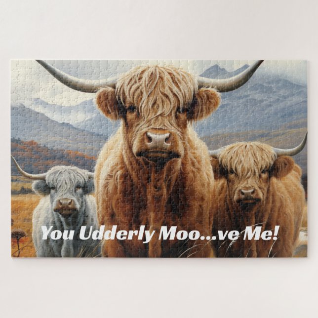Highland Cow Majestic Trio 20 x 30 Jigsaw Puzzle (Horizontal)
