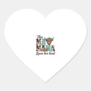 Highland Cow Mama Loves Her Herd Shirt Design Heart Sticker