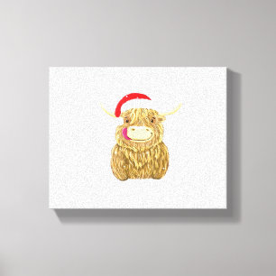 Highland Cow Merry Christmas Snow T-shirt Essentia Canvas Print