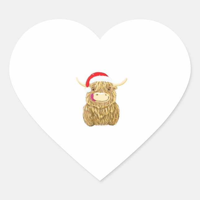 Highland Cow Merry Christmas Snow T-shirt Essentia Heart Sticker (Front)