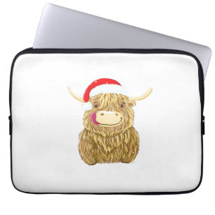 Highland Cow Merry Christmas Snow T-shirt Essentia Laptop Sleeve