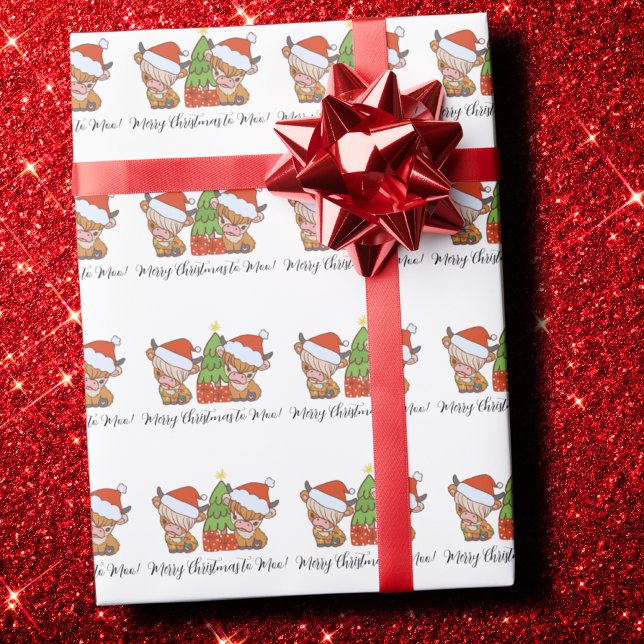 Highland Cow Merry Christmas to Moo Gift Wrapping Paper (Creator Uploaded)