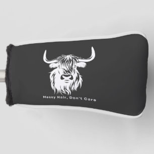 Highland Cow Messy Hair Don't Care Cow Farm Golf Head Cover