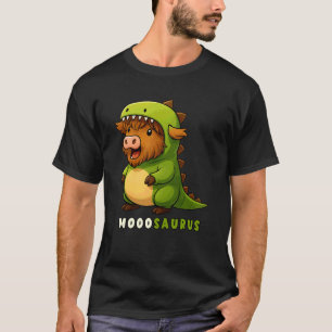 Highland Cow Moo Saurus Dinosaur Costume Trex Boys T-Shirt