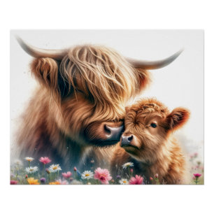 Highland Cow Mothers Day gift idea Poster