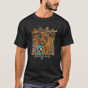 Highland Cow Mum Floral Heifer Mama Western Countr T-Shirt