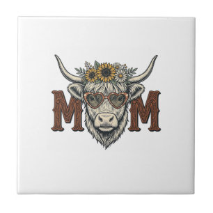Highland Cow Mum Vintage Floral Western Shirt (2) Tile