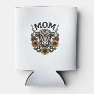 Highland Cow Mum Vintage Sunflower Western Design Can Cooler