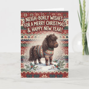 Highland Cow Neigh-borly Christmas Card