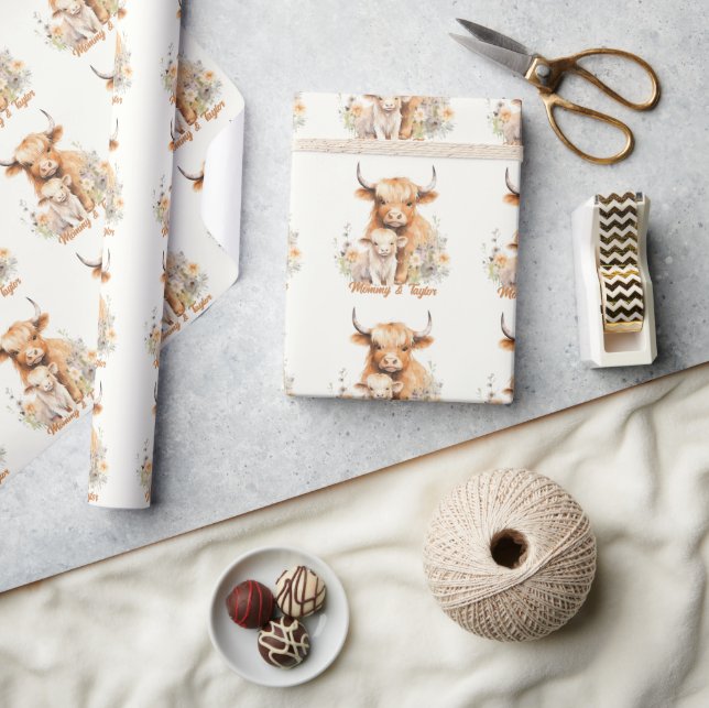   Highland cow New baby holiday Wrapping Paper (Crafts)