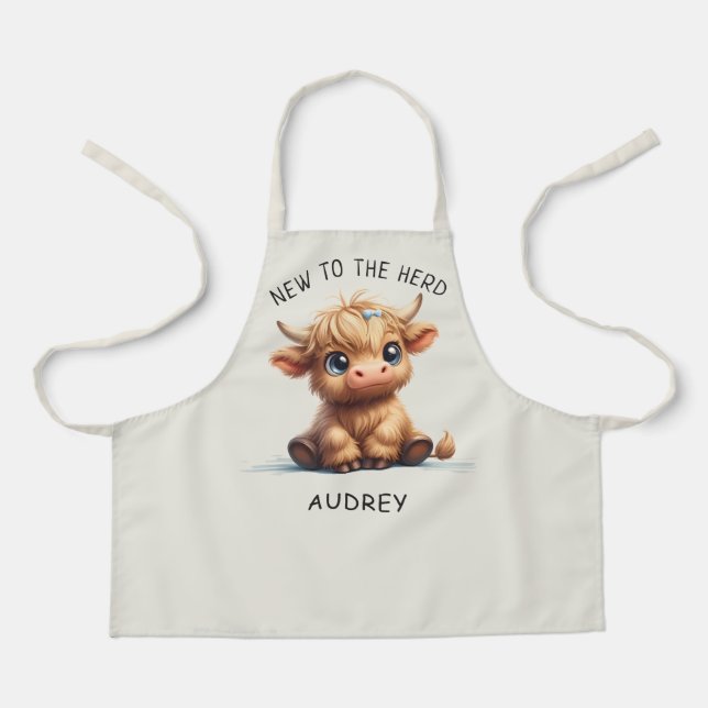 Highland Cow New To The Herd Apron (Front)