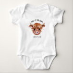 Highland Cow New To The Herd Baby Bodysuit<br><div class="desc">Cute boy's bodysuit for newborn baby featuring watercolor illustration of a cute highland cow baby. The text says "new to the herd."</div>
