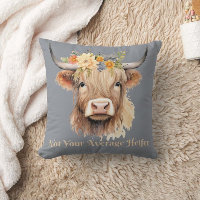Highland Cow Not Your Average Heifer Cushion (Blanket)