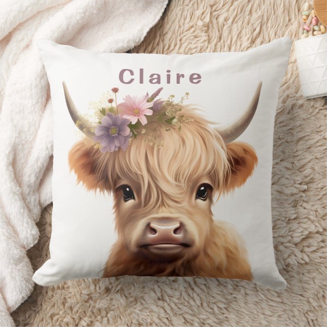 Highland cow nursery decor baby blanket cushion (Blanket)