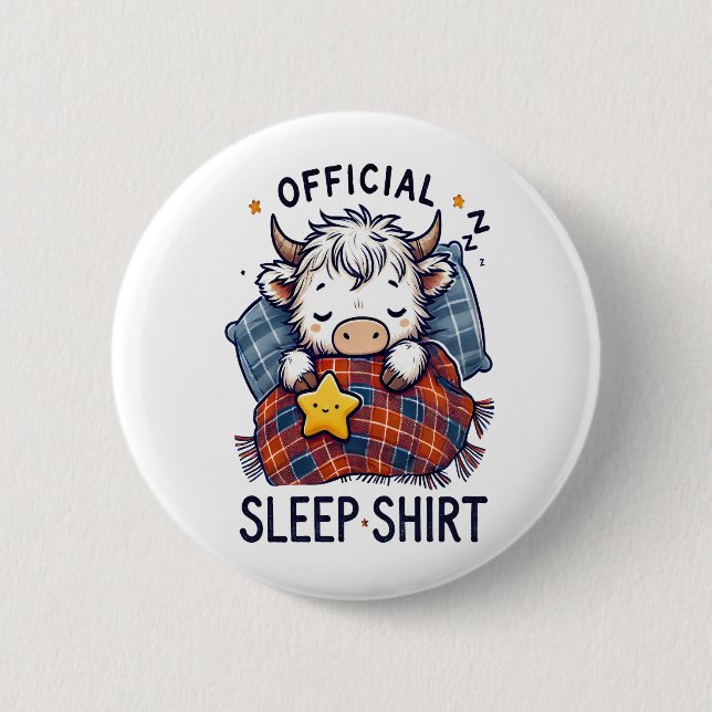 Highland Cow , Official Sleep  6 Cm Round Badge (Front)