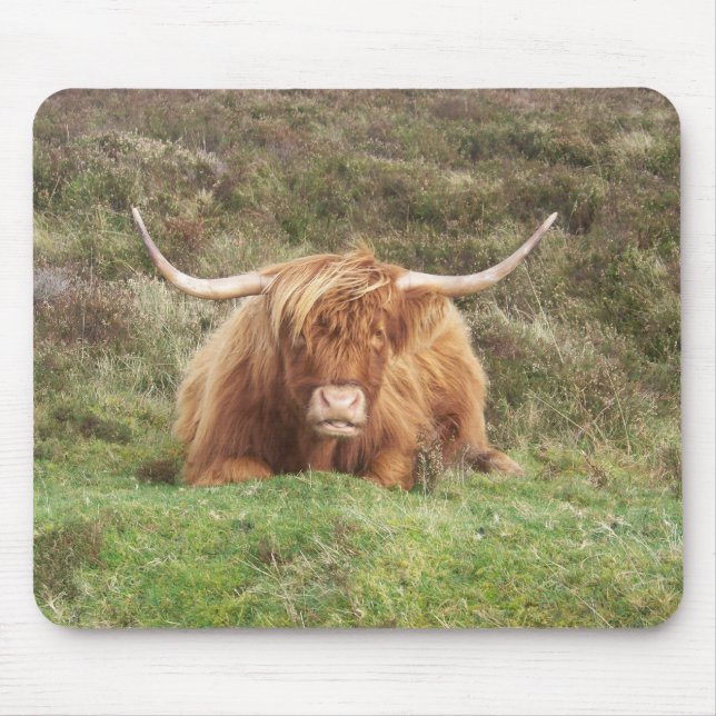 Highland cow on Dartmoor Mouse Mat (Front)