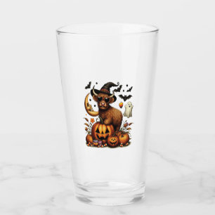 Highland Cow on Pumpkin Halloween Glass