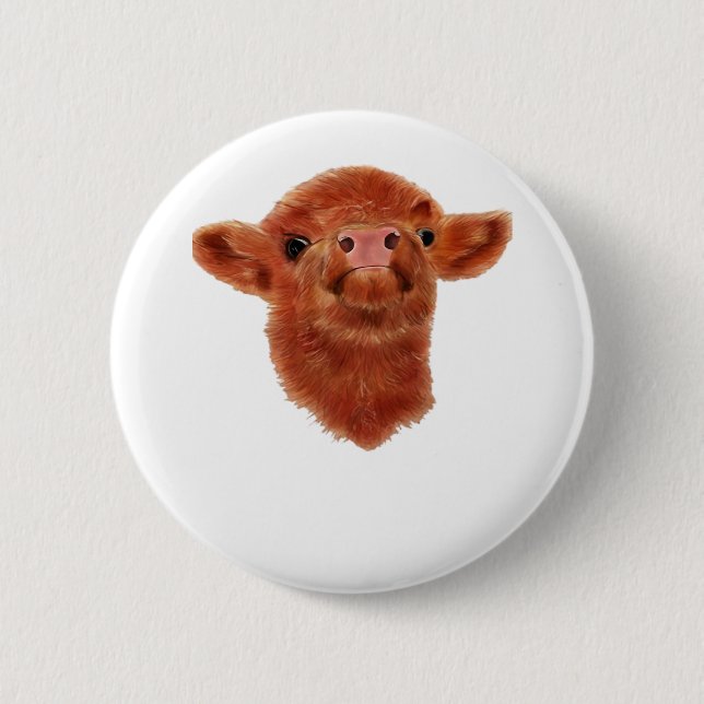 Highland Cow Oversized T-Shirt 6 Cm Round Badge (Front)