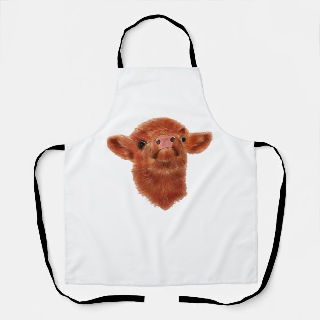 Highland Cow Oversized T-Shirt Apron (Front)