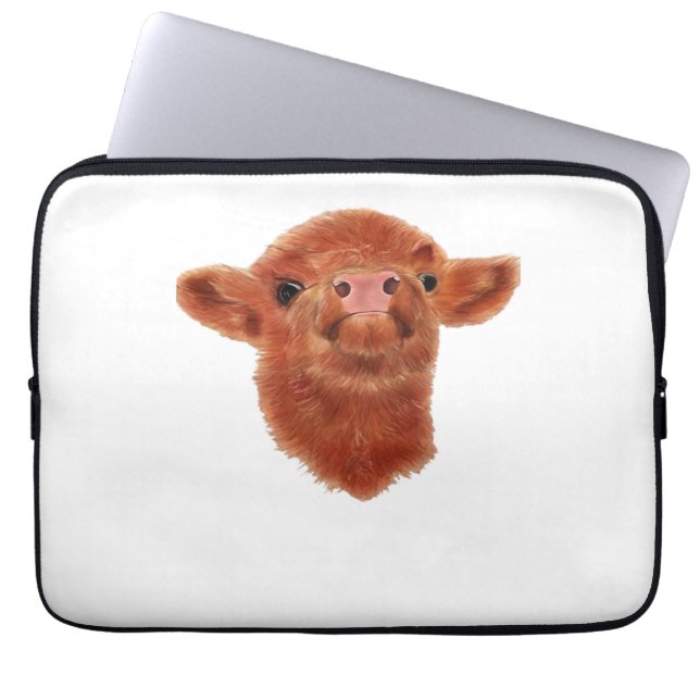Highland Cow Oversized T-Shirt Laptop Sleeve (Front)