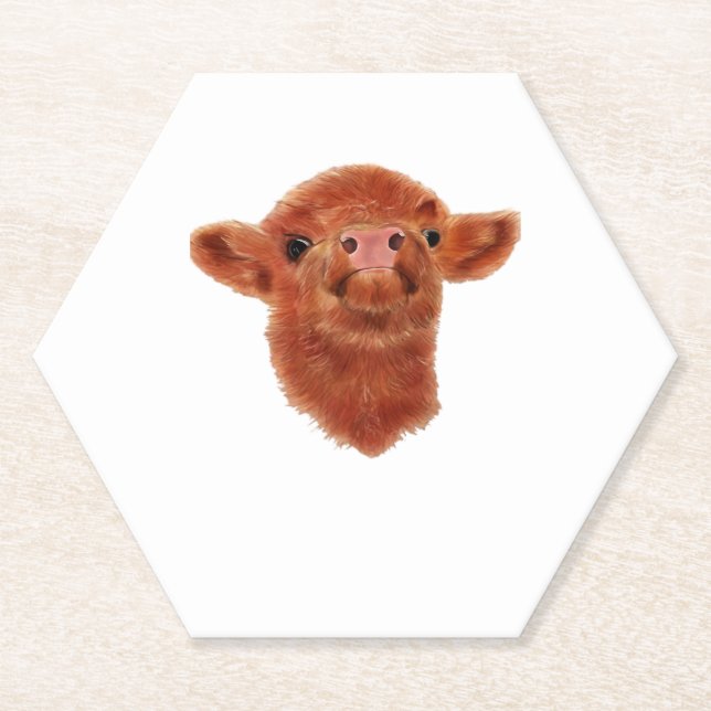 Highland Cow Oversized T-Shirt Paper Coaster (Front)