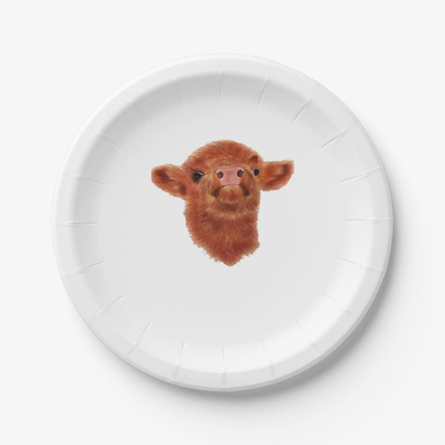 Highland Cow Oversized T-Shirt Paper Plate (Front)