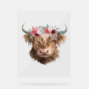 Highland Cow Painting Classic T-Shirt Acrylic Sign