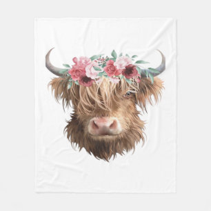 Highland Cow Painting Classic T-Shirt Fleece Blanket